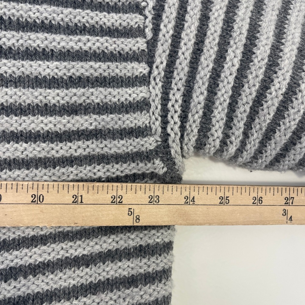 Haven Well Within Ottoman Stitch Striped Mock Neck Sweater Grey Wool Blend Large - Picture 7 of 8